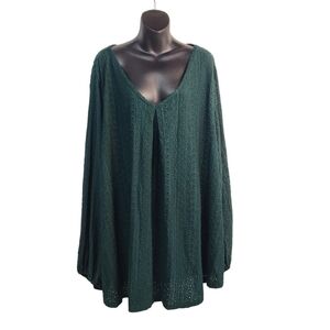 Bloomchic Women's Green V-Neck Textured Top Blouse Size 28 NWT